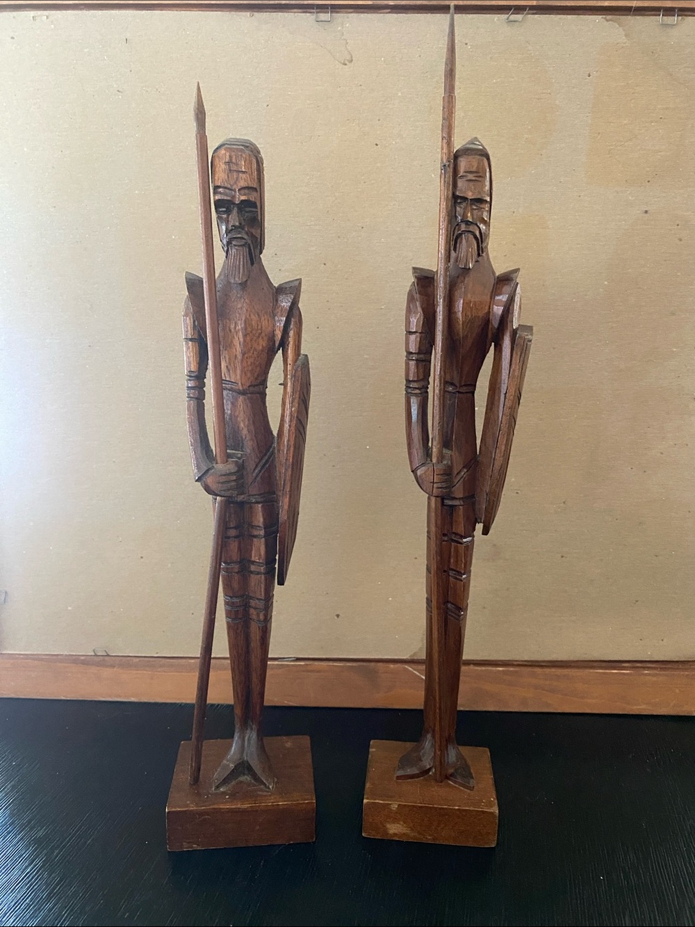 Don Quixote vintage, hand-carved wooden sculptures